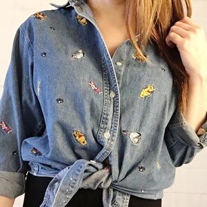 80s Vintage Disney Denim Button Down